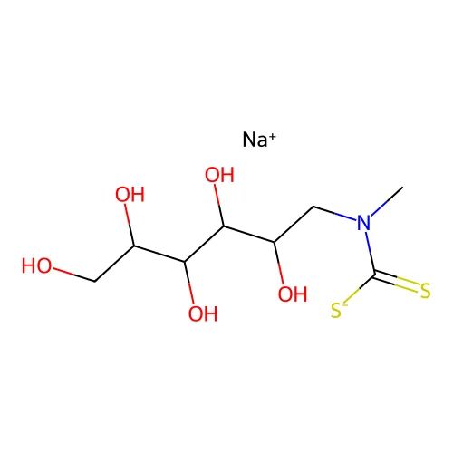 N-(Dithiocarbamoyl)-N-methyl-D-glucamine, sodium salt structure