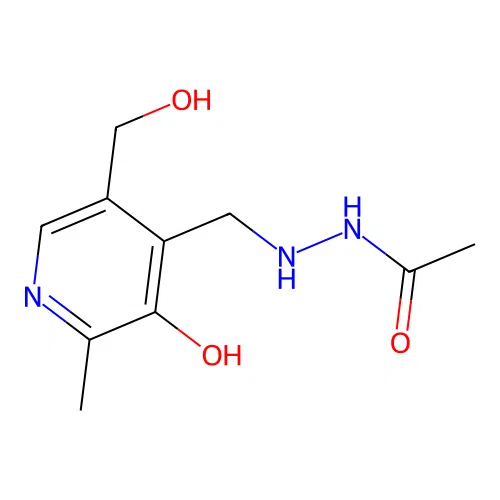 N'-[[3-hydroxy-5-(hydroxymethyl)-2-methylpyridin-4-yl]methyl]acetohydrazide structure