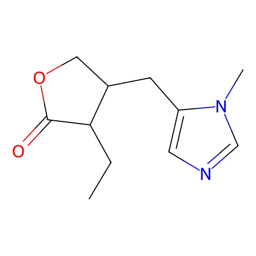 2(3H)-Furanone, 3-ethyldihydro-4-((1-methyl-1H-imidazol-5-yl)methyl)-, (3S-cis)- structure