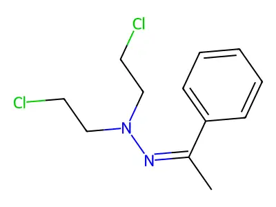 2-chloro-N-(2-chloroethyl)-N-(1-phenylethylideneamino)ethanamine structure
