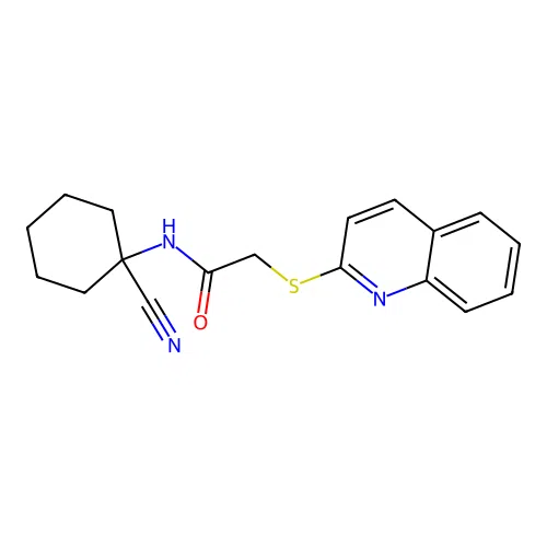 N-(1-cyanocyclohexyl)-2-(quinolin-2-ylsulfanyl)acetamide structure
