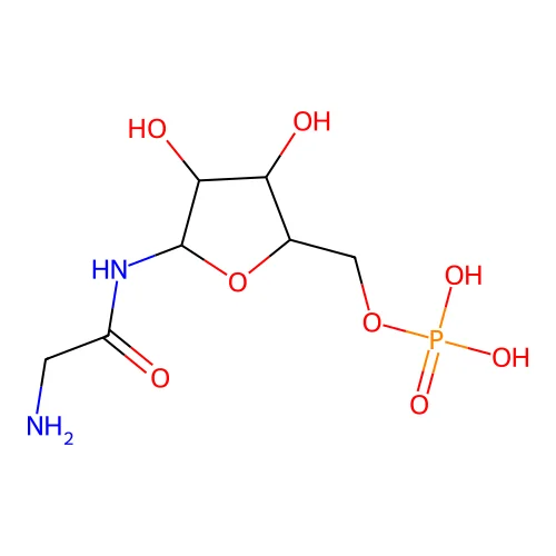 n-Glycyl-5-o-phosphonopentofuranosylamine structure