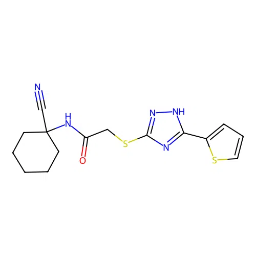 N-(1-cyanocyclohexyl)-2-[(5-thiophen-2-yl-1H-1,2,4-triazol-3-yl)sulfanyl]acetamide structure