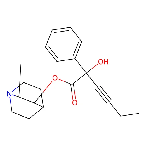Mandelic acid, alpha-(1-butynyl)-, 2-methyl-3-quinuclidinyl ester structure