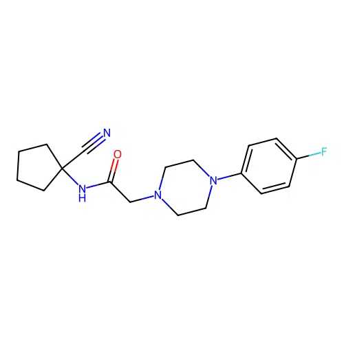 N-(1-cyanocyclopentyl)-2-[4-(4-fluorophenyl)piperazin-1-yl]acetamide structure