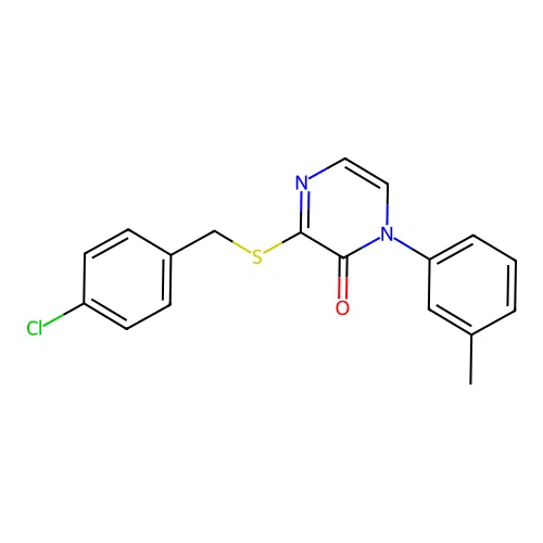 3-((4-chlorobenzyl)thio)-1-(m-tolyl)pyrazin-2(1H)-one structure