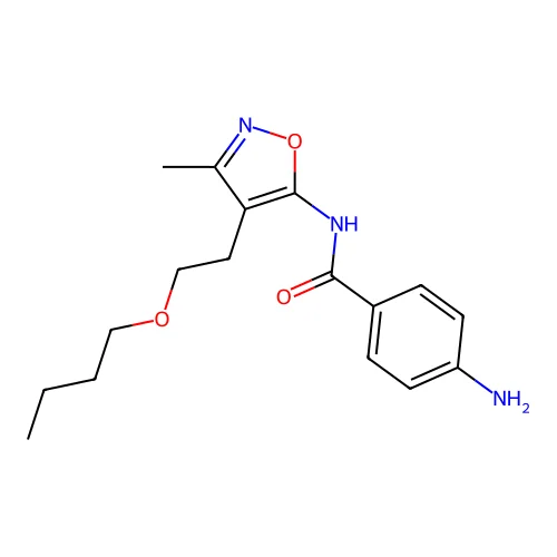 Isoxazole, 5-(p-aminobenzamido)-4-(2-butoxyethyl)-3-methyl- structure