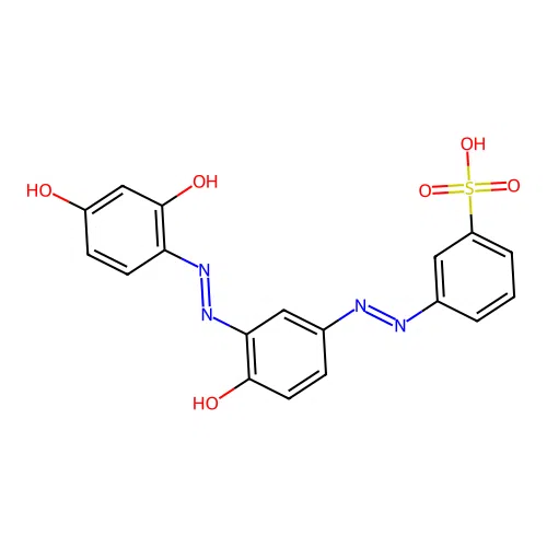 3-((3-((2,4-Dihydroxyphenyl)azo)-4-hydroxyphenyl)azo)benzenesulphonic acid structure