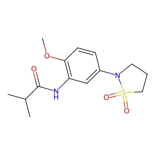 N-(5-(1,1-dioxidoisothiazolidin-2-yl)-2-methoxyphenyl)isobutyramide structure