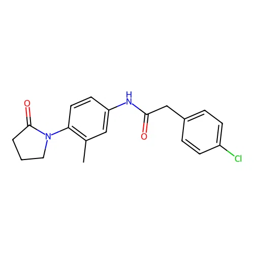 2-(4-chlorophenyl)-N-[3-methyl-4-(2-oxopyrrolidin-1-yl)phenyl]acetamide structure