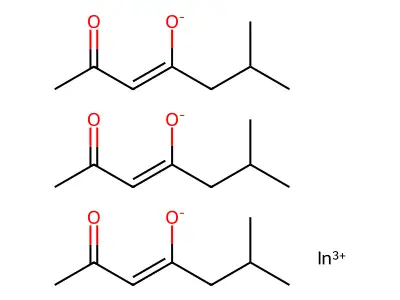 Indium(3+);tris(6-methyl-2-oxohept-3-en-4-olate) structure