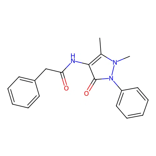 N-(1,5-dimethyl-3-oxo-2-phenyl-2,3-dihydro-1H-pyrazol-4-yl)-2-phenylacetamide structure