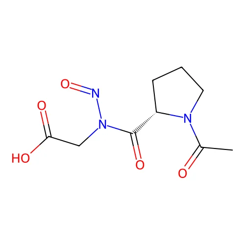 N-(N-acetylprolyl)-N-nitrosoglycine structure