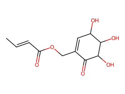 (3,4,5-Trihydroxy-6-oxocyclohexen-1-yl)methyl but-2-enoate structure
