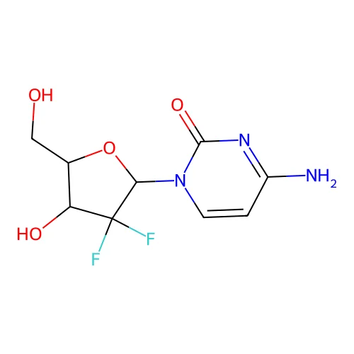 4-Amino-1-[3,3-difluoro-4-hydroxy-5-(hydroxymethyl)-2-oxolanyl]-2-pyrimidinone structure