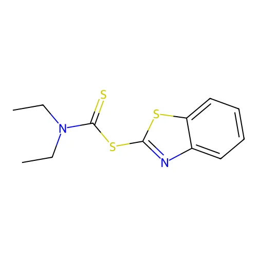 2-Benzothiazolyl diethyldithiocarbamate structure