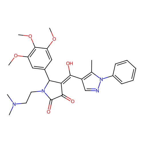 (4E)-1-(2-dimethylaminoethyl)-4-[hydroxy-(5-methyl-1-phenylpyrazol-4-yl)methylidene]-5-(3,4,5-trimethoxyphenyl)pyrrolidine-2,3-dione structure
