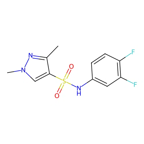 N-(3,4-difluorophenyl)-1,3-dimethyl-1H-pyrazole-4-sulfonamide structure