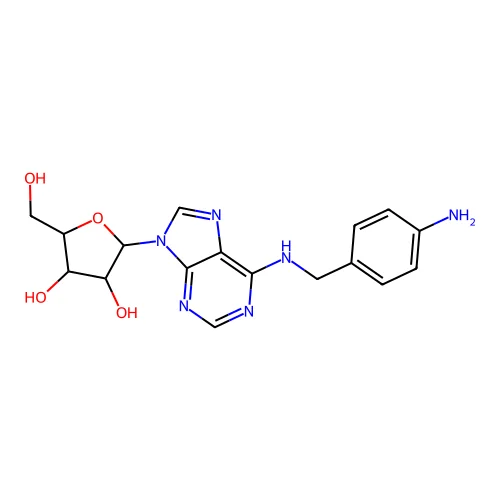2-[6-[(4-Aminophenyl)methylamino]purin-9-yl]-5-(hydroxymethyl)oxolane-3,4-diol structure