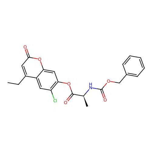 (S)-6-chloro-4-ethyl-2-oxo-2H-chromen-7-yl 2-(((benzyloxy)carbonyl)amino)propanoate structure