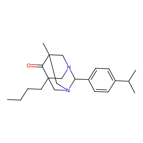 (5s,7s)-5-Butyl-2-(4-isopropylphenyl)-7-methyl-1,3-diazaadamantan-6-one structure
