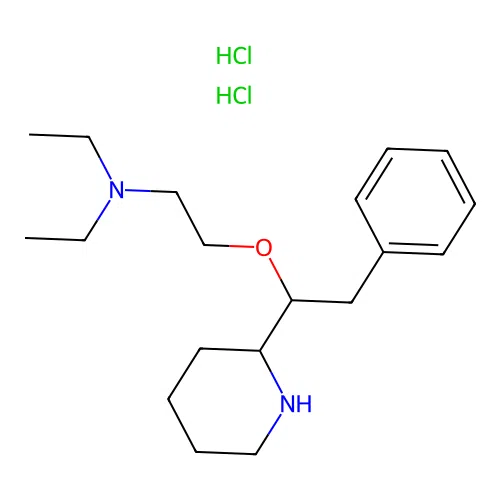 Piperidine, 2-(alpha-(2-(diethylamino)ethoxy)phenethyl)-, dihydrochloride structure