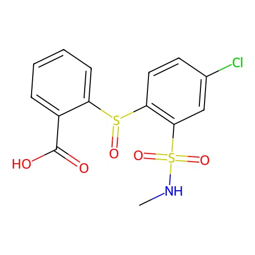 2-[[4-Chloro-2-[(methylamino)sulfonyl]phenyl]sulfinyl]benzoic acid structure