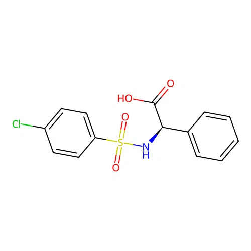 (2R)-2-[(4-chlorophenyl)sulfonylamino]-2-phenylacetic acid structure