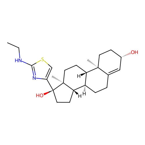 Androst-4-ene-3-beta,17-alpha-diol, 17-beta-(2-(ethylamino)-4-thiazolyl)- structure