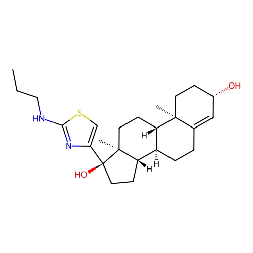 Androst-4-ene-3-beta,17-alpha-diol, 17-beta-(2-(propylamino)-4-thiazolyl)- structure