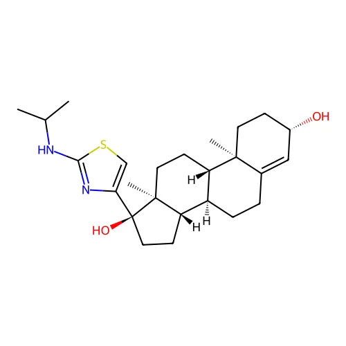 Androst-4-ene-3-beta,17-alpha-diol, 17-beta-(2-(isopropylamino)-4-thiazolyl)- structure