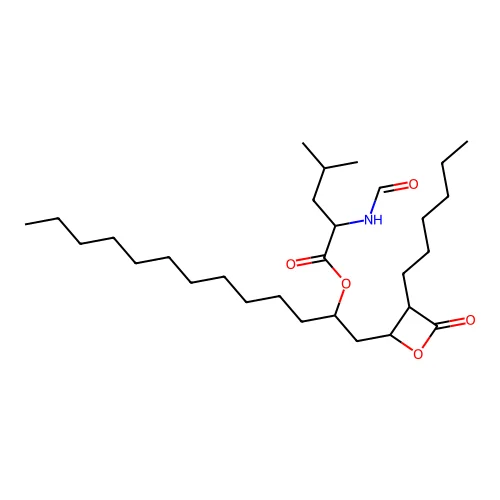 1-(3-Hexyl-4-oxooxetan-2-yl)tridecan-2-yl 2-formamido-4-methylpentanoate structure