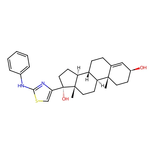 Androst-4-ene-3-beta,17-alpha-diol, 17-beta-(2-anilino-4-thiazolyl)- structure
