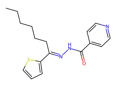 N-(1-thiophen-2-ylheptylideneamino)pyridine-4-carboxamide structure