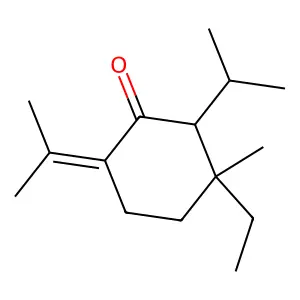 3-Ethyl-2-(isopropyl)-6-(isopropylidene)-3-methylcyclohexan-1-one structure