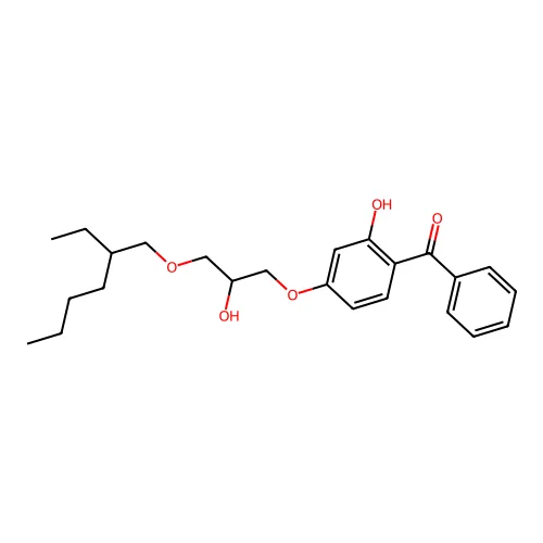 (4-(3-((2-Ethylhexyl)oxy)-2-hydroxypropoxy)-2-hydroxyphenyl) phenyl ketone structure
