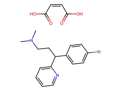 3-(p-bromophenyl)-3-(2-pyridyl)-N,N-dimethylpropylamine maleate structure