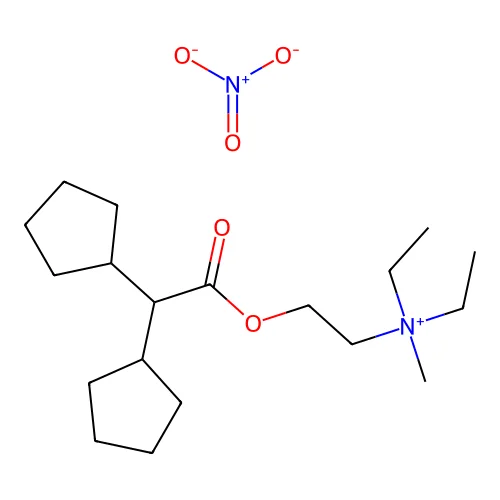 Ammonium, diethyl(2-hydroxyethyl)methyl-, nitrate, dicyclopentylacetate structure