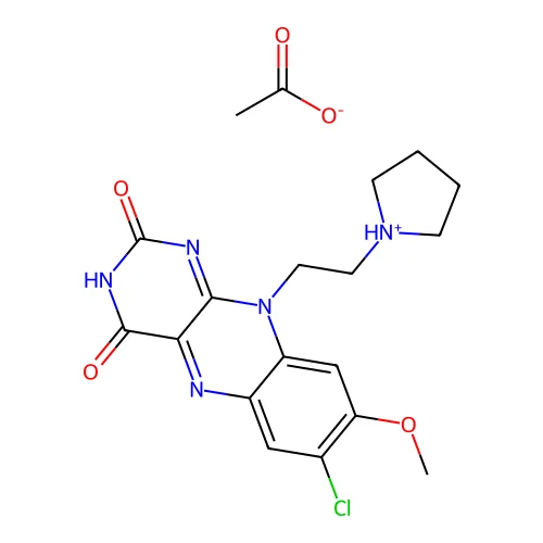 Isoalloxazine, 7-chloro-8-methoxy-10-(2-pyrrolidinylethyl)-, acetate structure